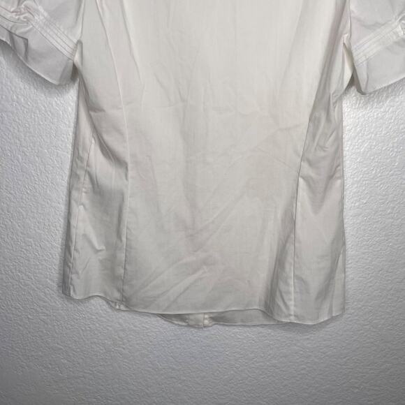 Tahari Womens Top Size Small White Short Sleeve Collared Button Front Blouse - Picture 15 of 15